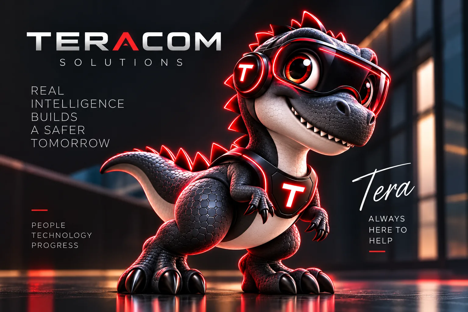 Tera, the Teracom mascot -- real intelligence builds a safer tomorrow